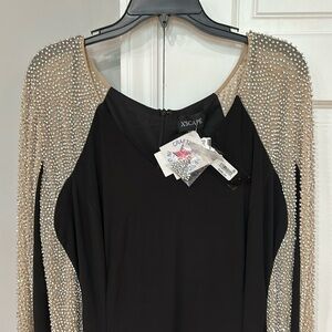 XScape Long Sleeve Illusion Dress